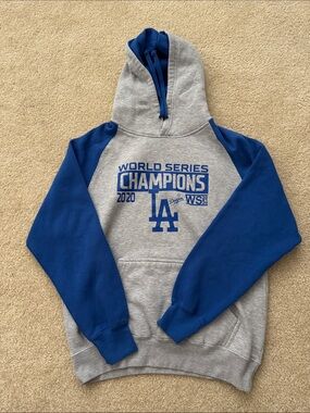Los Angeles Dodgers 2020 World Series Champions Gray & Blue Hoodie